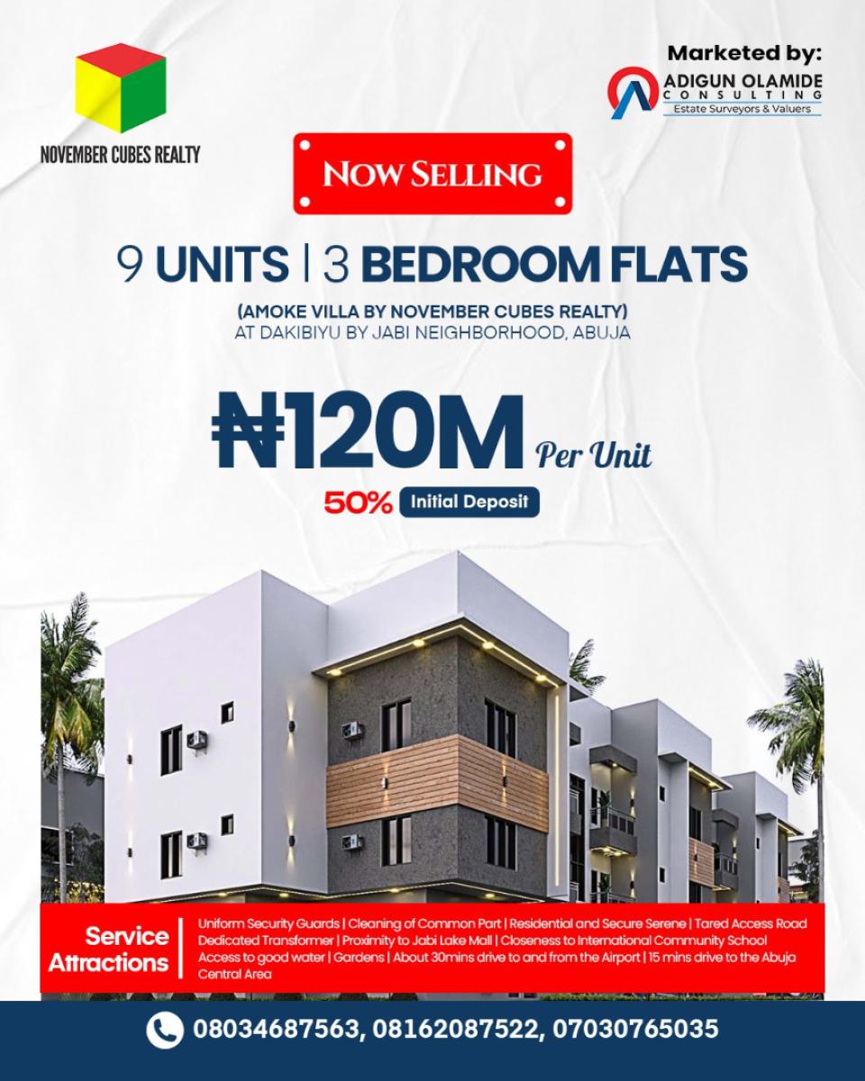 9 Units Three Bedroom Flats, Dakibiyu, Abuja, Flat / Apartment for Sale