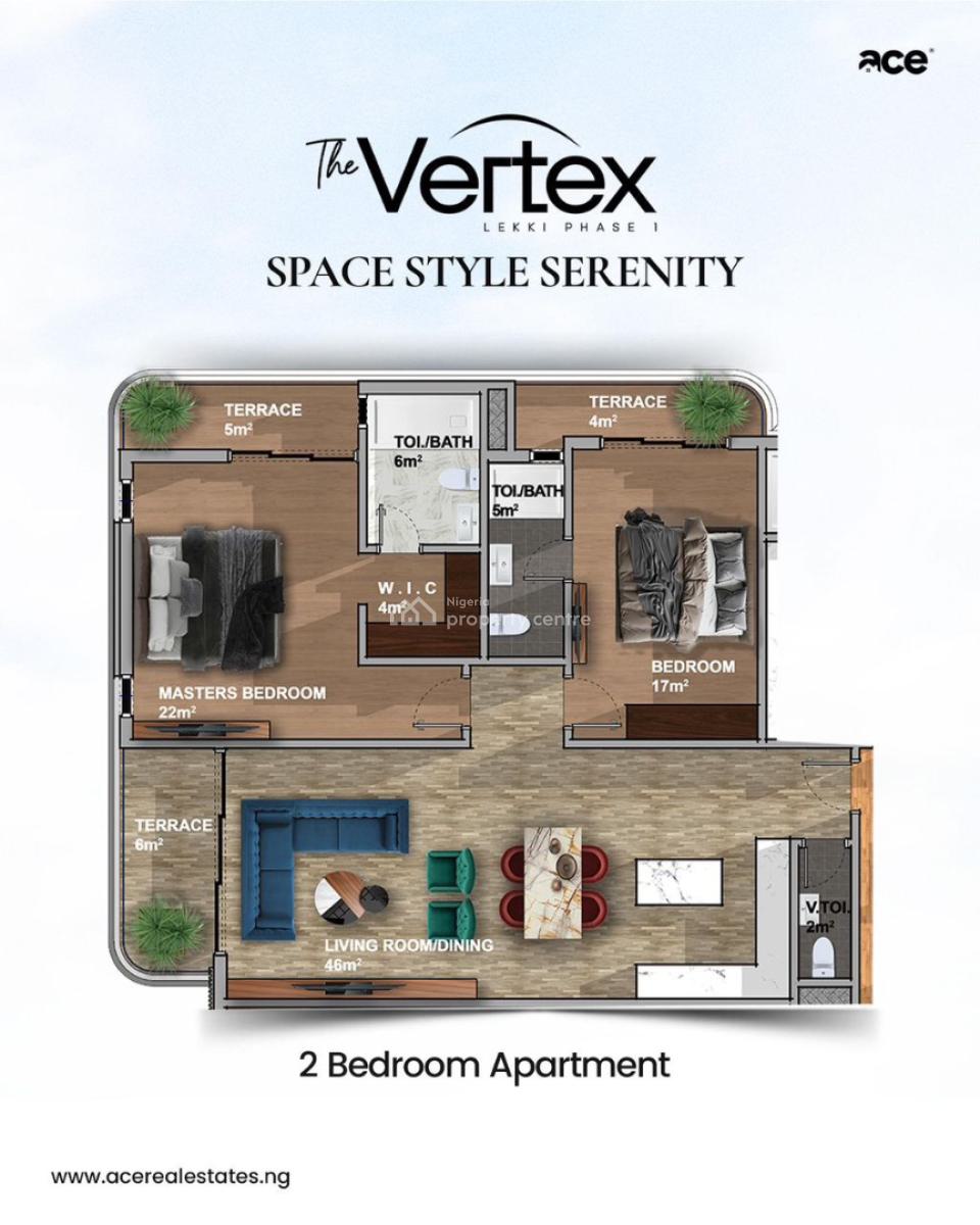 2 Bedroom Apartment The Vertex, Lekki Phase 1, Lekki, Lagos, Flat / Apartment for Sale