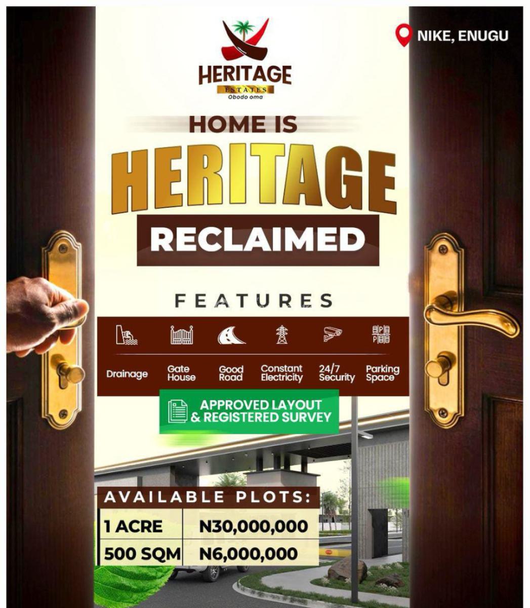 Govt. Approved Estate with Approved Layout Facing Road, Heritage Estate, Directly Facing Nike Road, Enugu, Enugu, Mixed-use Land for Sale