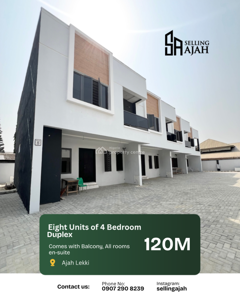 Luxury Four Bedroom Contemporary Pay, and Pack in, Sangotedo, Ajah, Lagos, Terraced Duplex for Sale
