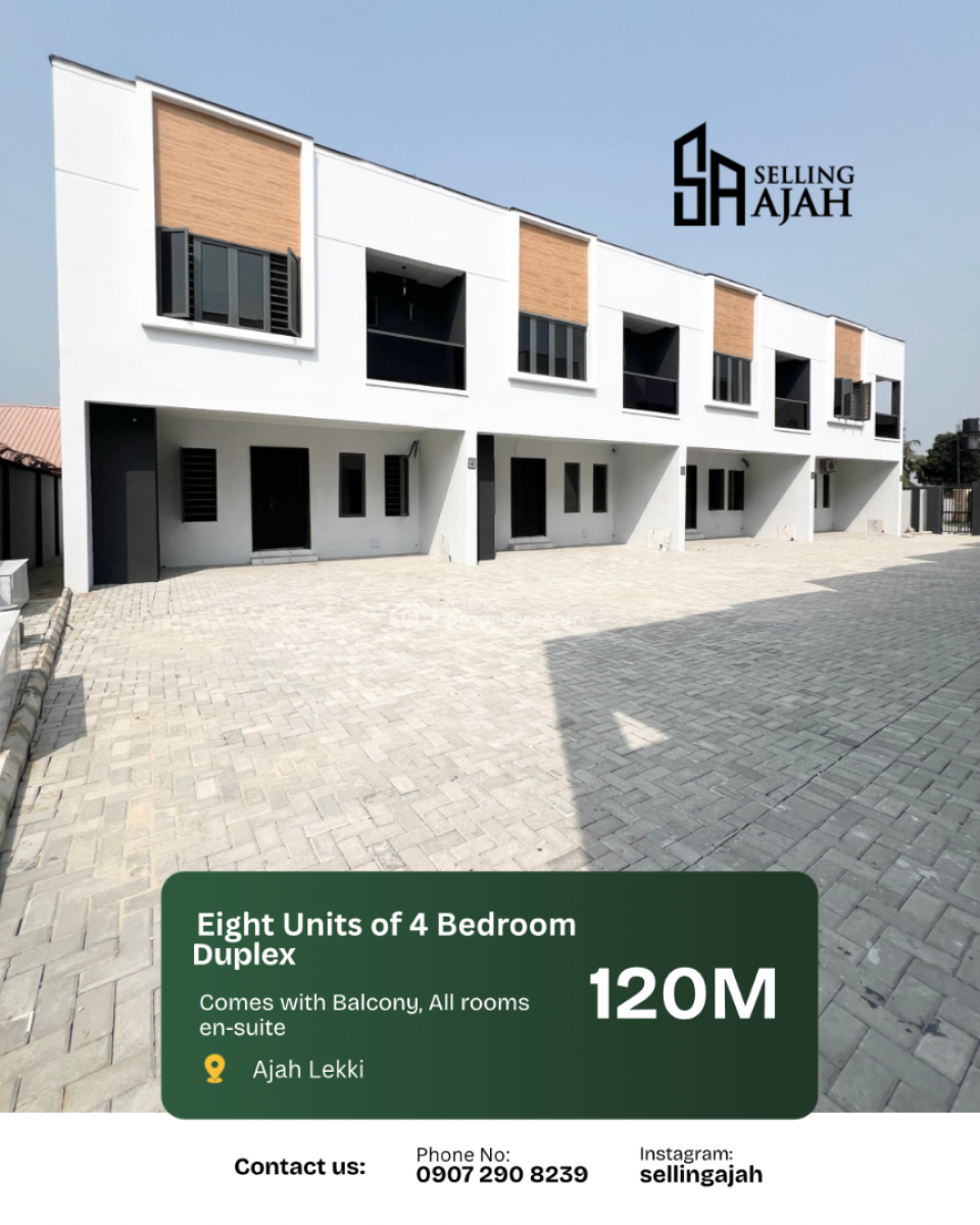 Luxury Four Bedroom Contemporary Pay, and Pack in, Sangotedo, Ajah, Lagos, Terraced Duplex for Sale