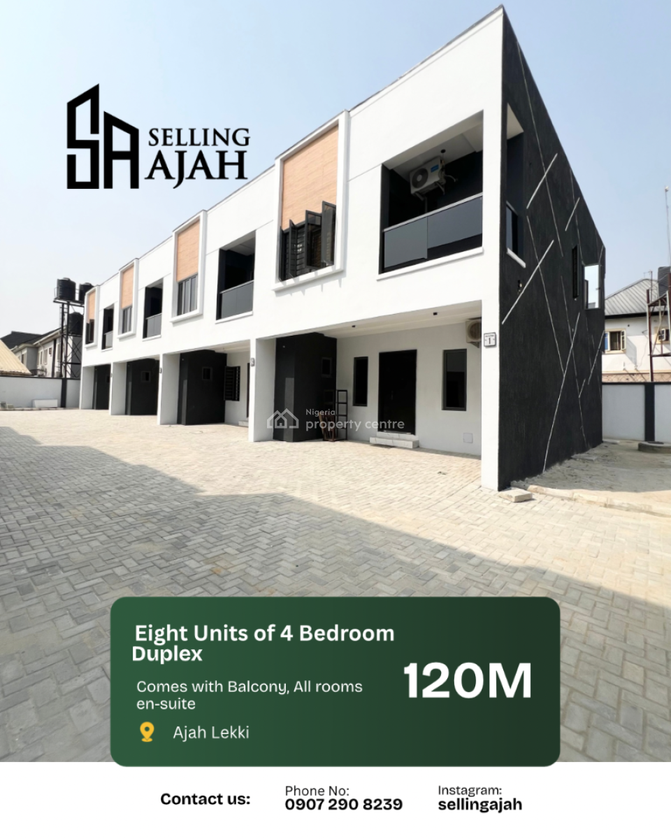 Luxury Four Bedroom Contemporary Pay, and Pack in, Sangotedo, Ajah, Lagos, Terraced Duplex for Sale