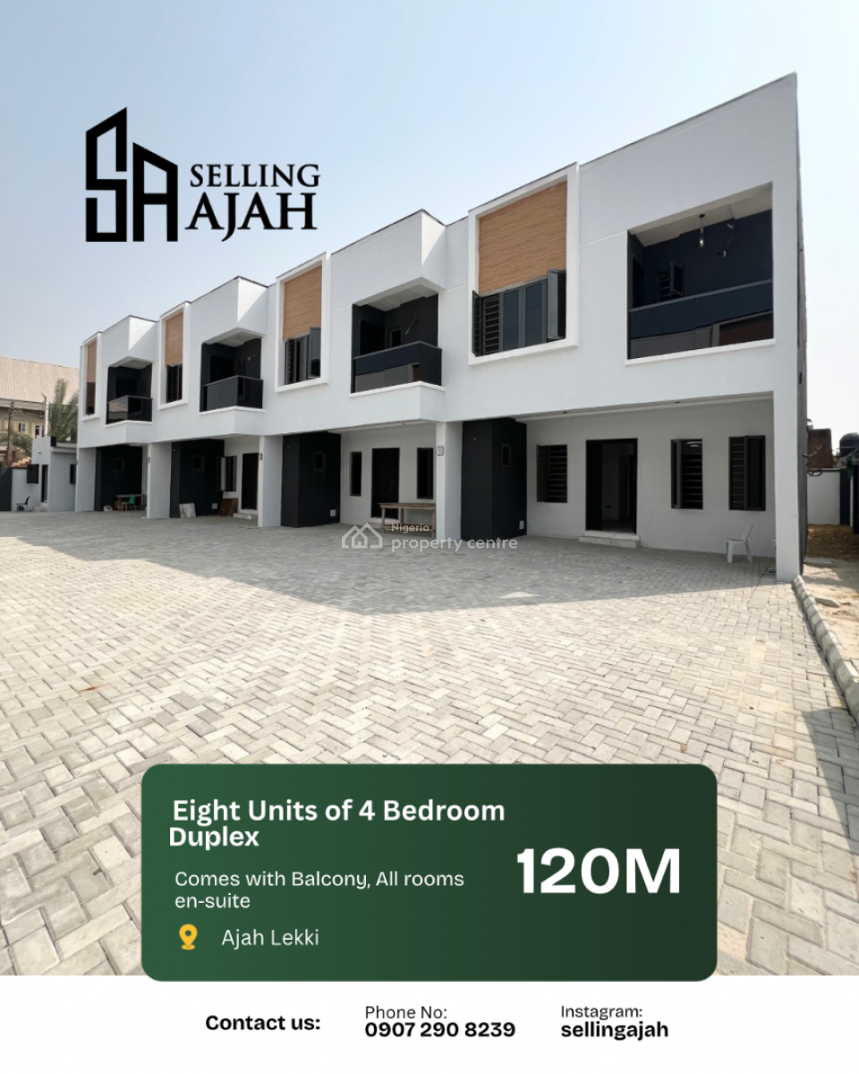 Luxury Four Bedroom Contemporary Pay, and Pack in, Sangotedo, Ajah, Lagos, Terraced Duplex for Sale