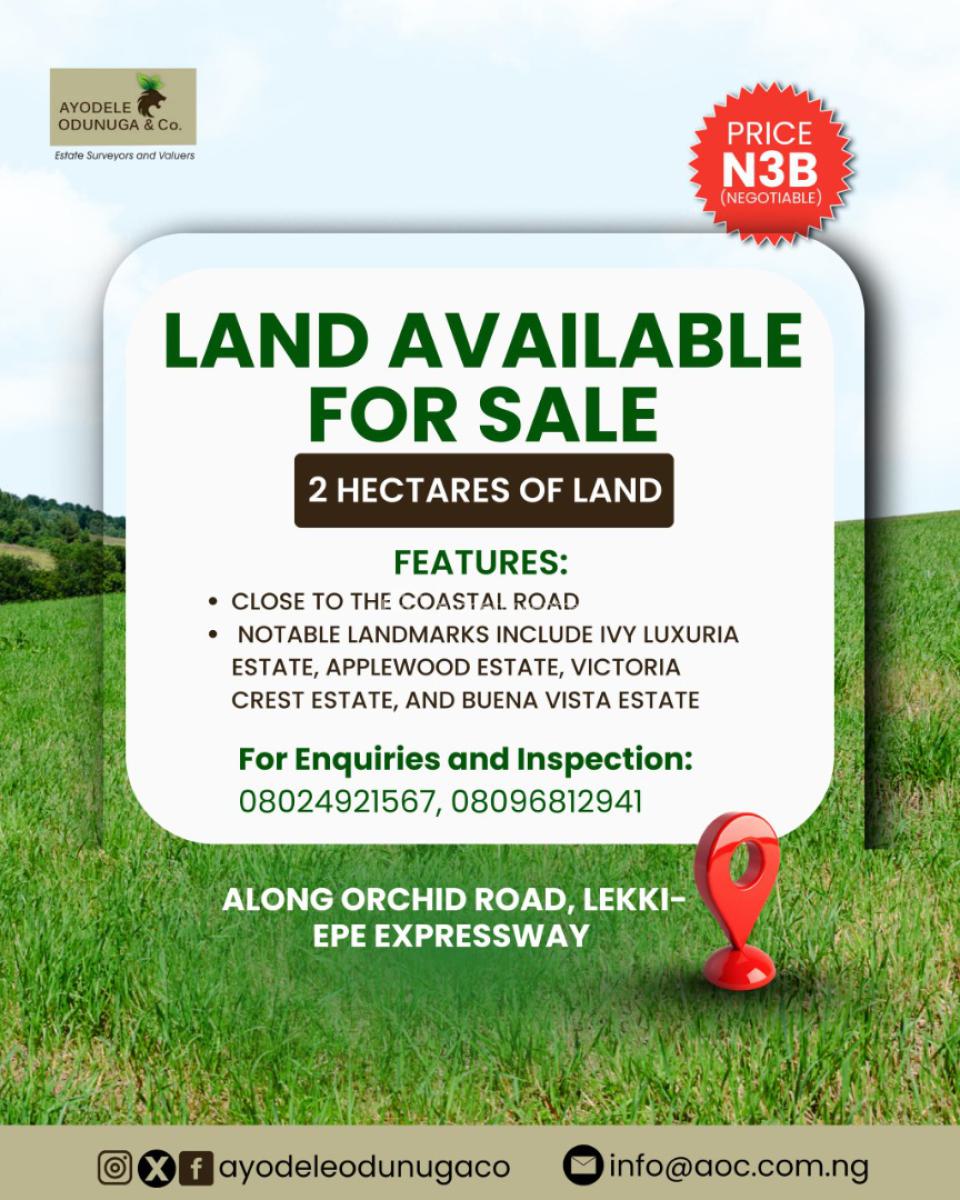 2 Hectares of Land, Orchid Road, Lekki, Lagos, Mixed-use Land for Sale