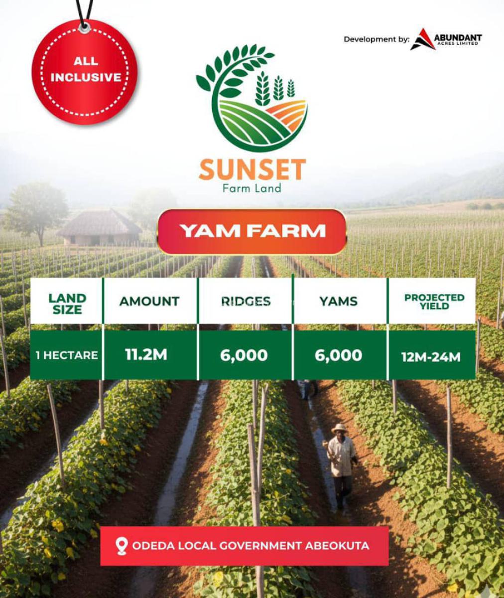 Sunset Yam Farm, Odeda Local Government, Abeokuta North, Ogun, Commercial Land for Sale