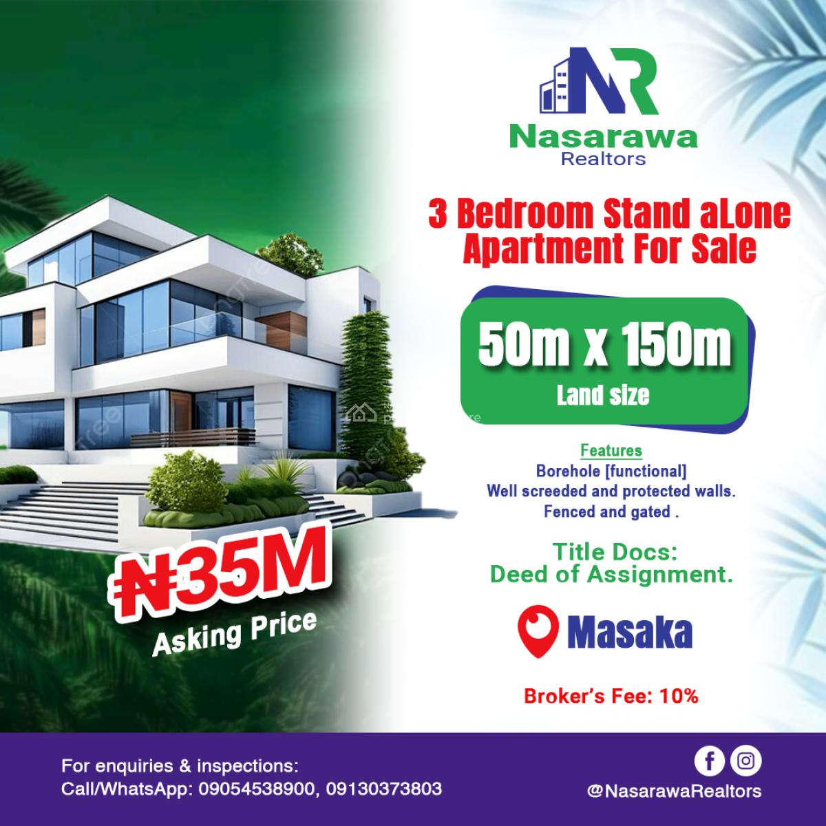 a Fully Detached 3 Bedroom Bungalow, Masaka,, Karu, Nasarawa, Detached Bungalow for Sale