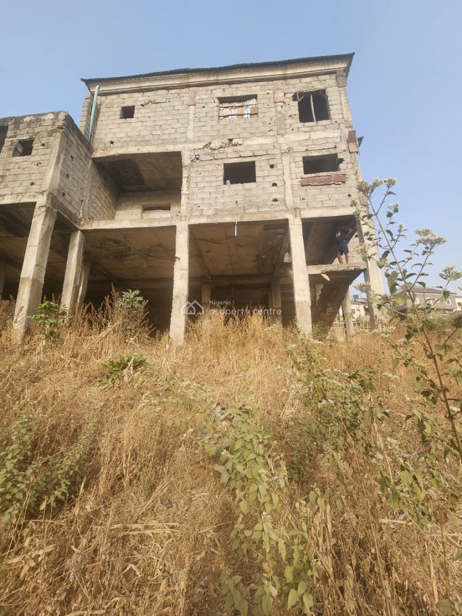 Massive 4 Bedroom Semi-detached Duplex with Basement (carcass), Naf Valley Estate, Asokoro District, Abuja, Semi-detached Duplex for Sale