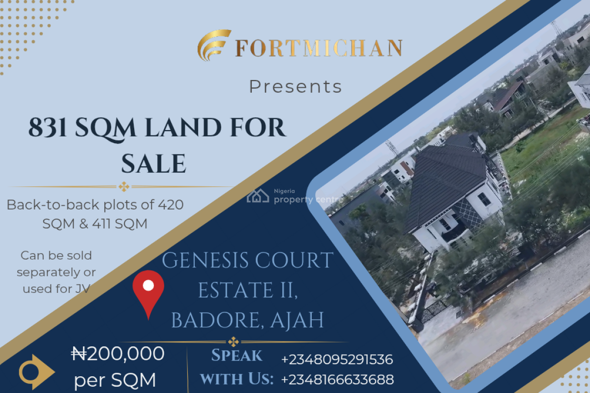 831 Sqm of Land, Genesis Court Estate 2, Badore, Ajah, Lagos, Land for Sale