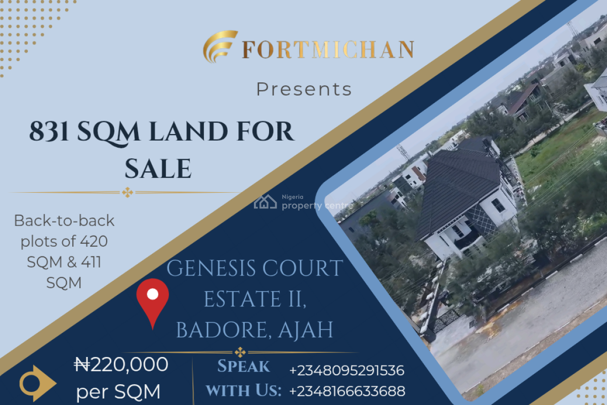 831 Sqm of Land, Genesis Court Estate 2, Badore, Ajah, Lagos, Land for Sale