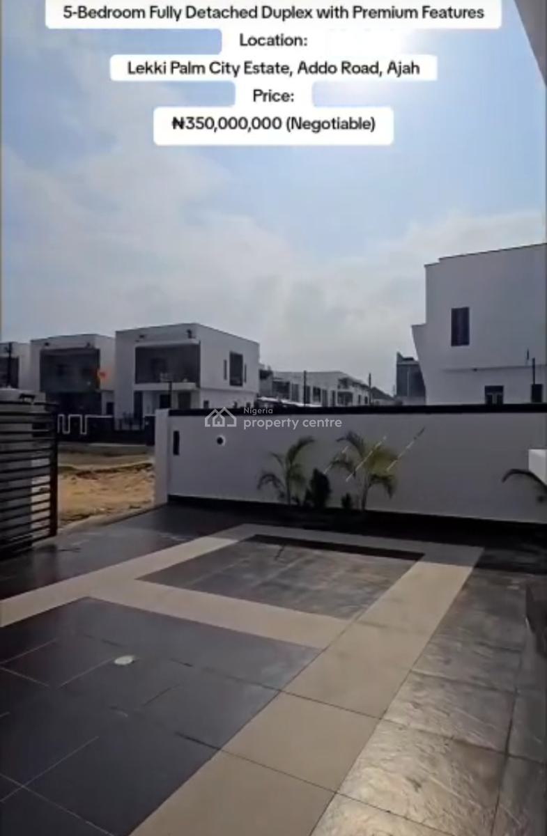 5-bedroom Fully Detached Duplex with Premium, Lekki Palm City Estate, Addo Road, Ajah, Ajah, Lagos, Detached Duplex for Sale