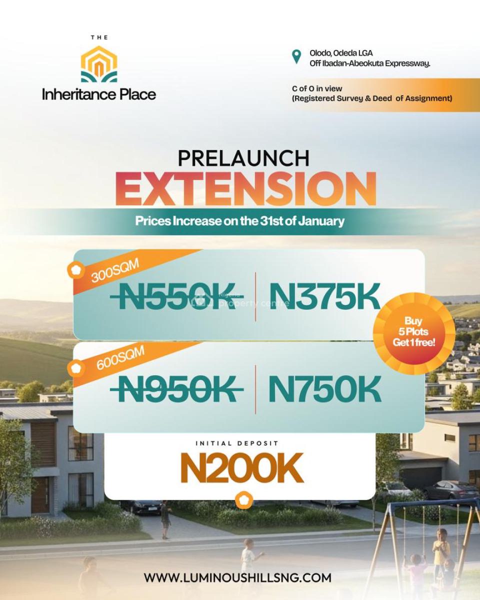 5 Plots, Get 1 Free. Title: Survey, Deed, Global Cof O, Off Abeokuta Expressway, Odeda, Ogun, Residential Land for Sale