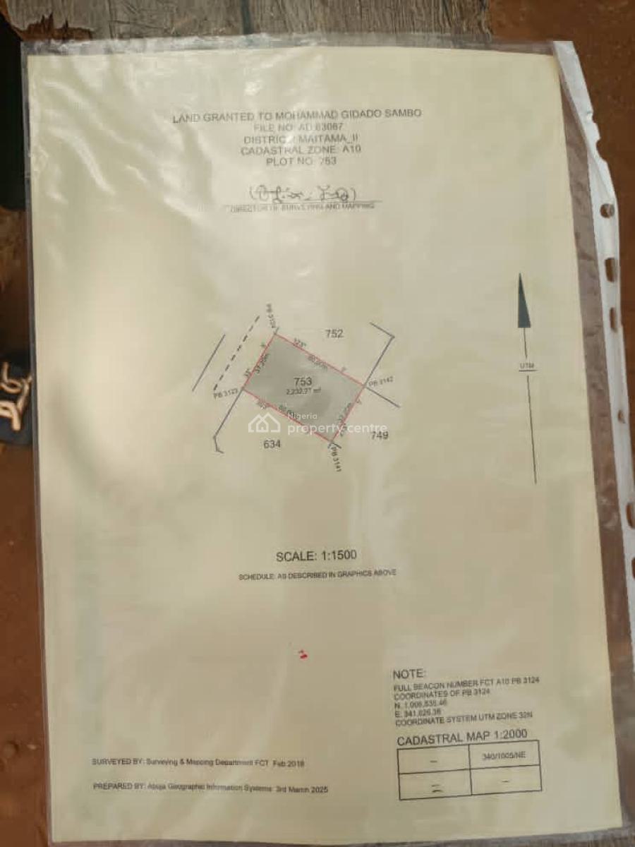 2,232 Sqm Land, Maitama, Maitama 2, Maitama District, Abuja, Residential Land for Sale
