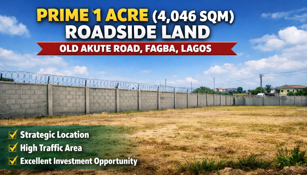 Prime 1 Acre (4,046sqm) Roadside Land, Old Akute Road, Fagba, Agege, Lagos, Commercial Land for Sale