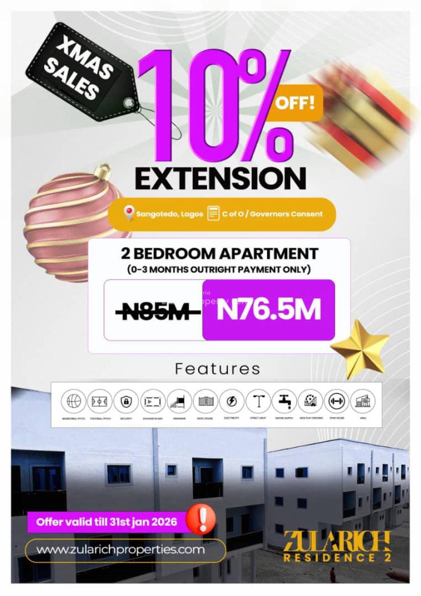 Luxury 2 Bedroom Apartment, Sangotedo, Ajah, Lagos, House for Sale