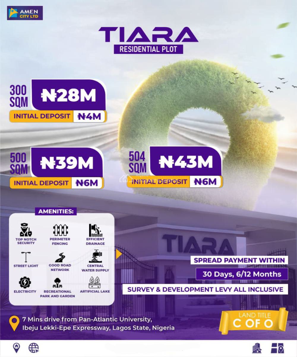 Land with Cofo, Tiara Estate By Amen Estate, Ibeju Lekki, Lagos, Residential Land for Sale