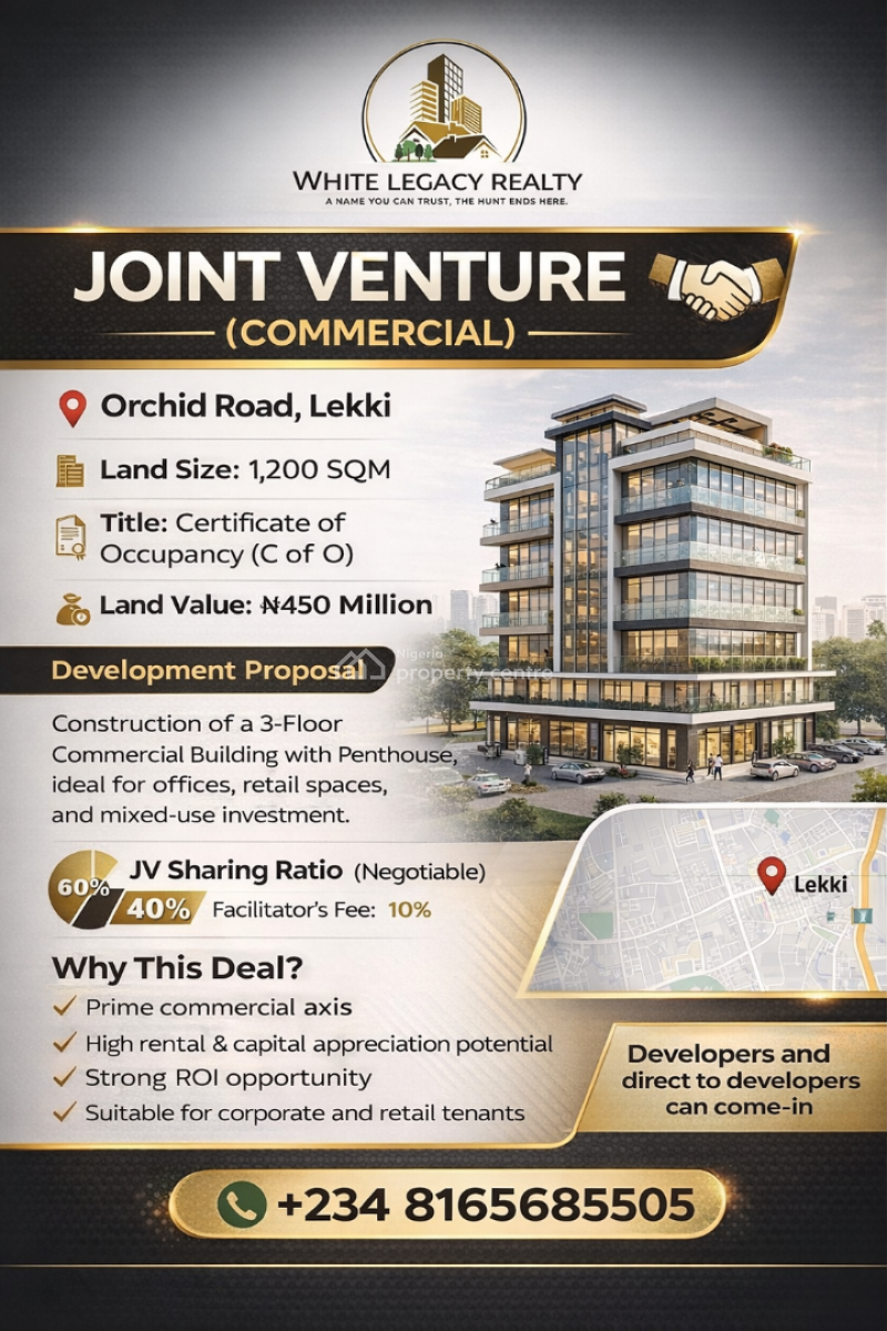 Jv to Construct  a 3 Floor Commercial, Orchid Road, Lekki, Lagos, Commercial Land Joint Venture