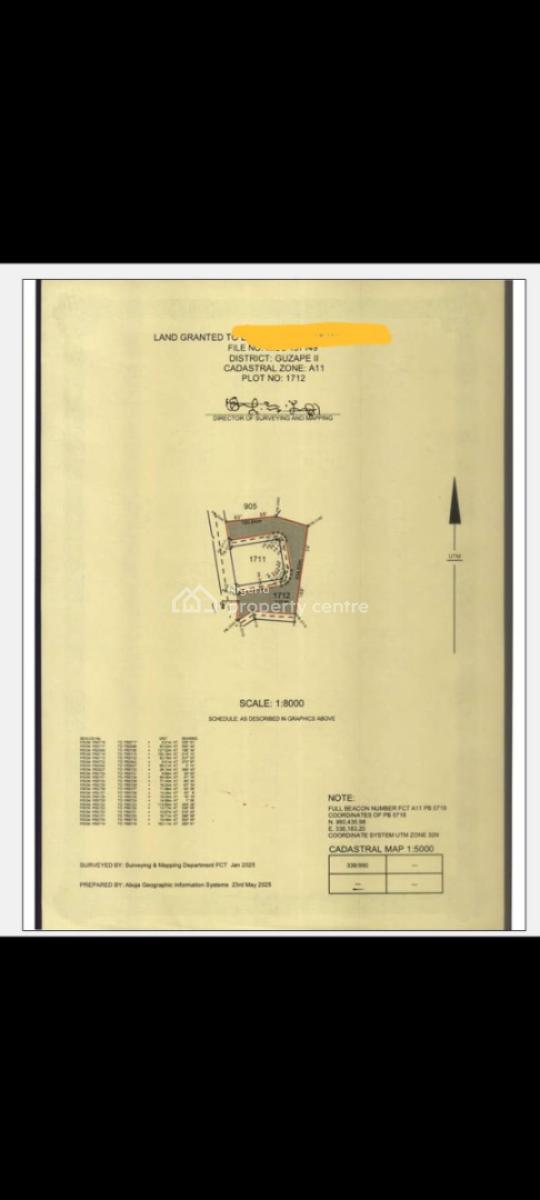 2 Serial Plots  of 5.3 Hec + 2.83 Hec = 7.86 He in Guzape 2 with Cof O, Guzape District, Abuja, Land for Sale