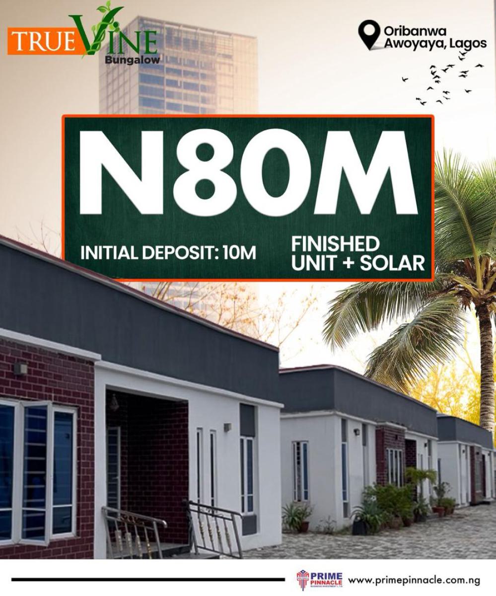 True Vine Bungalow with Solar, Oribanwa, Awoyaya, Ibeju Lekki, Lagos, Detached Bungalow for Sale