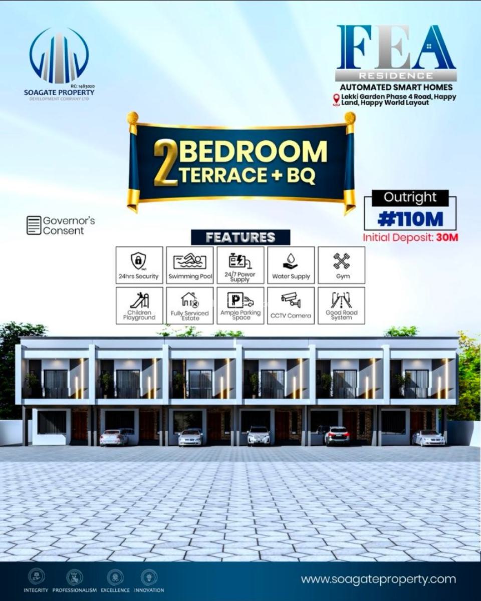 Luxury 2 Bedroom Terrace Duplex with Fitted Kitchen and Maids Room, Lekki Gardens Phase 4 Road Behind Lagos Business School, Ajiwe, Ajah, Lagos, Terraced Duplex for Sale