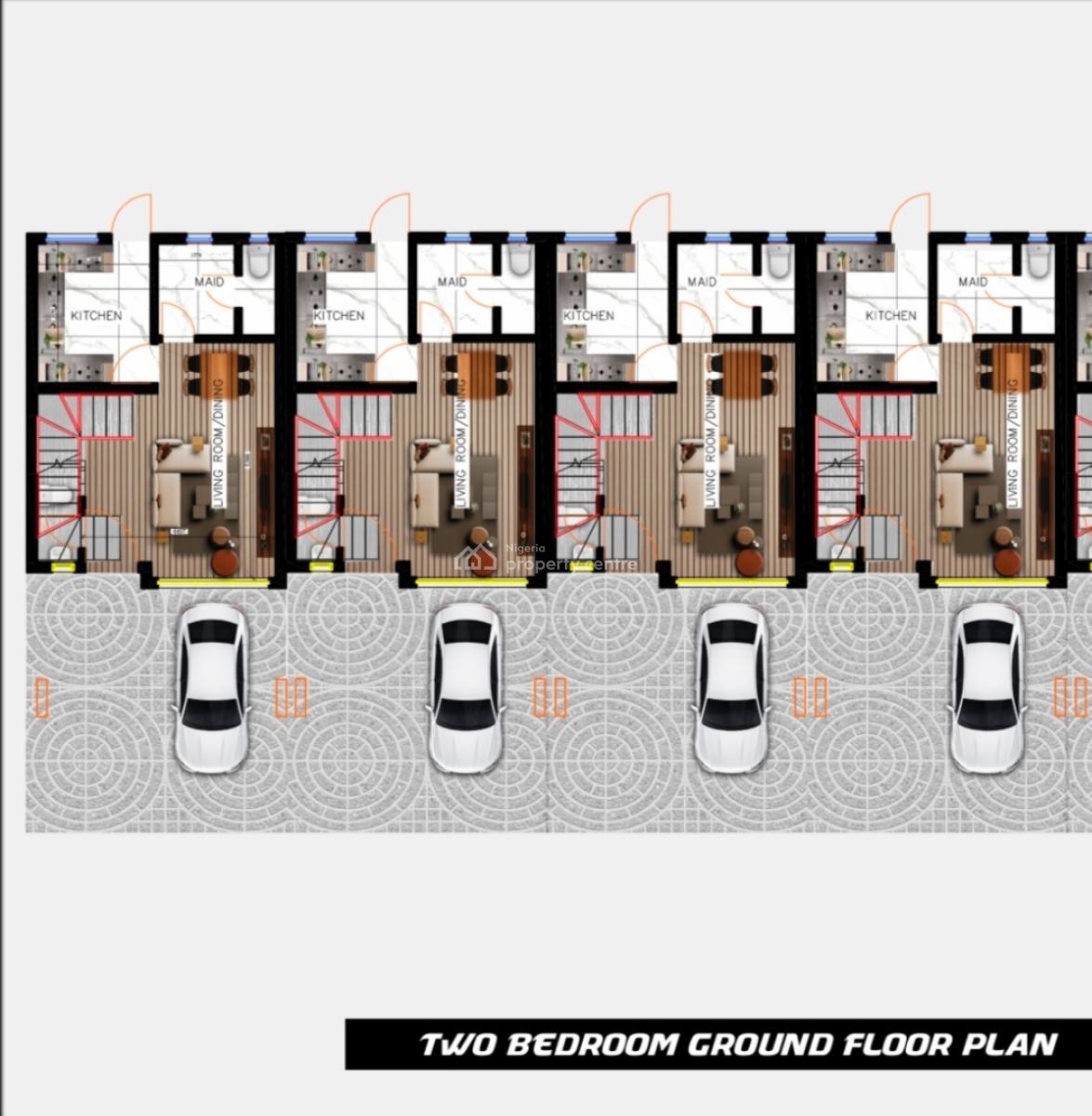 Luxury 2 Bedroom Terrace Duplex with Fitted Kitchen and Maids Room, Lekki Gardens Phase 4 Road Behind Lagos Business School, Ajiwe, Ajah, Lagos, Terraced Duplex for Sale