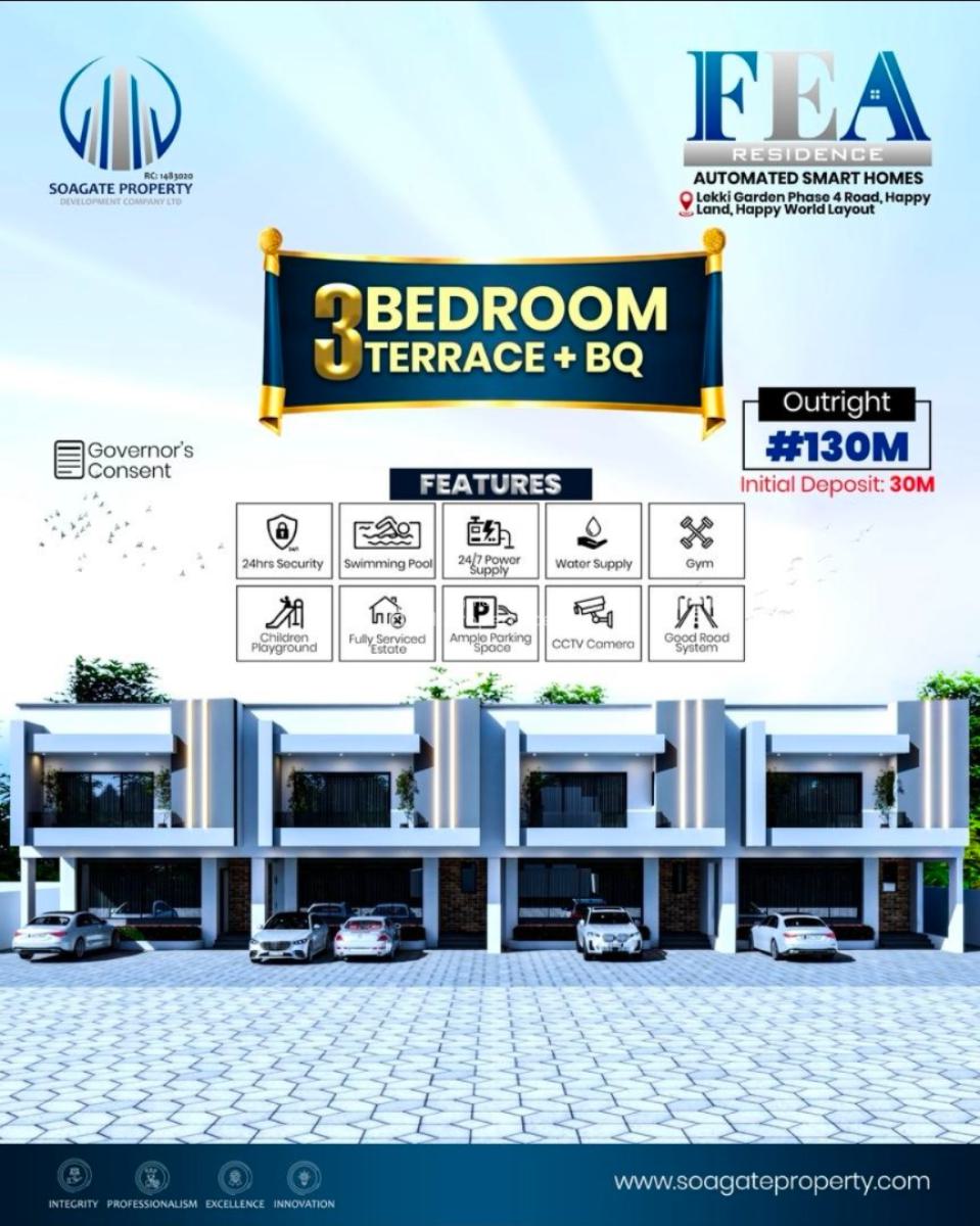 Luxury 3 Bedroom Terrace Duplex with Fitted Kitchen and Maids Room, Lekki Gardens Phase 4 Road Behind Lagos Business School(lbs), Ajiwe, Ajah, Lagos, Terraced Duplex for Sale