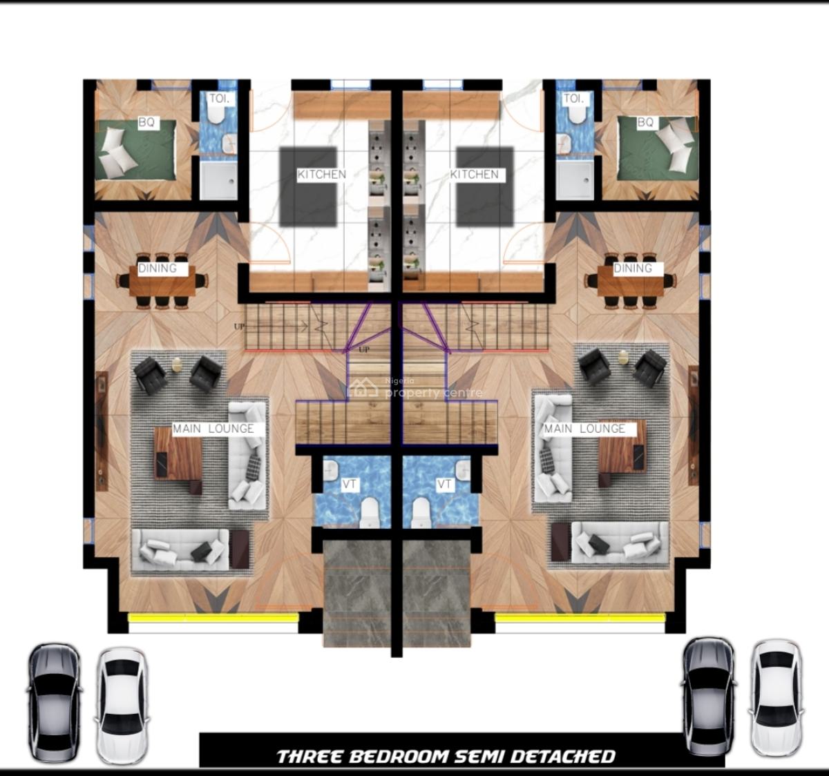 Luxury 3 Bedrooms Semi-detached Duplex with Fitted Kitchen and Bq, Lekki Gardens Phase 4 Road Behind Lagos Business School(lbs), Ajiwe, Ajah, Lagos, Semi-detached Duplex for Sale