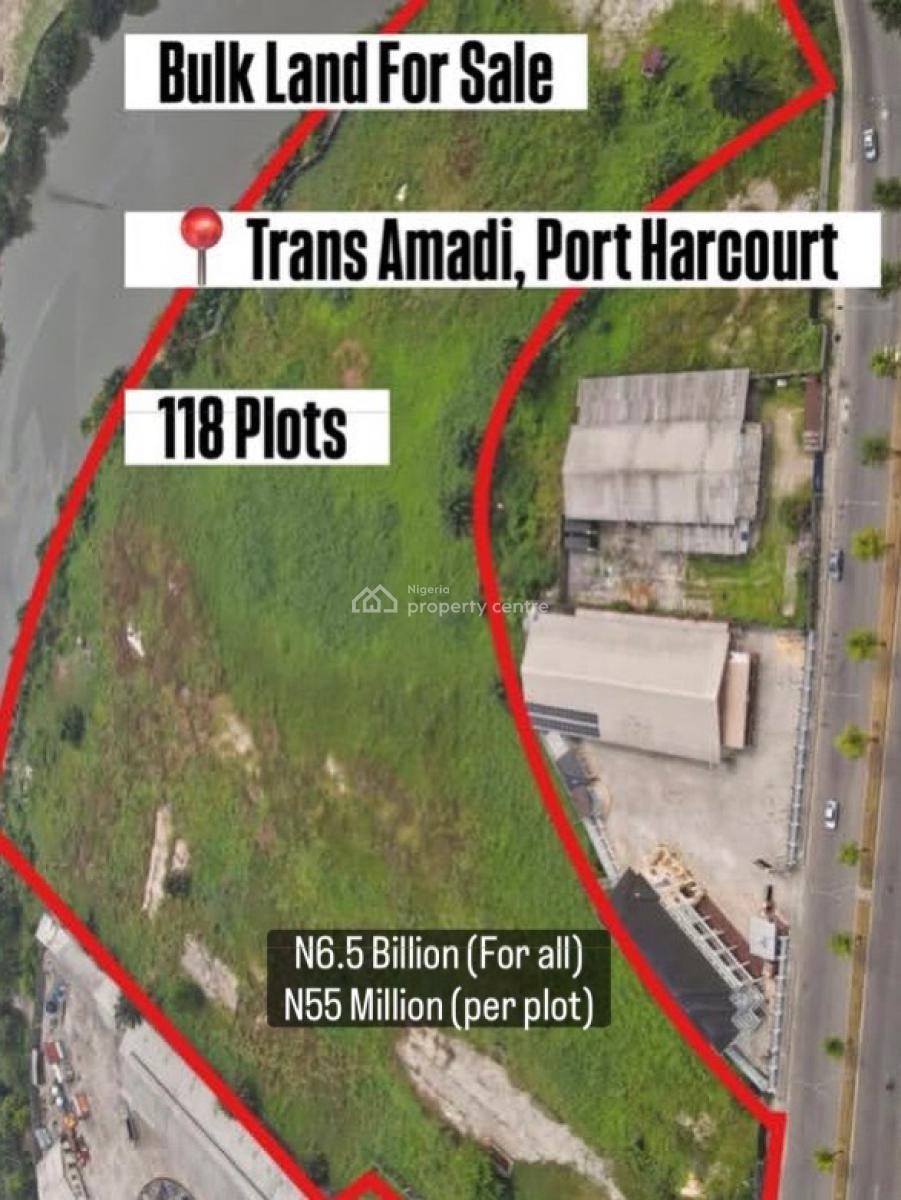 118 Plots of Dry Land Directly on The Major Road, Industrial Layout, Trans Amadi, Port Harcourt, Rivers, Industrial Land for Sale