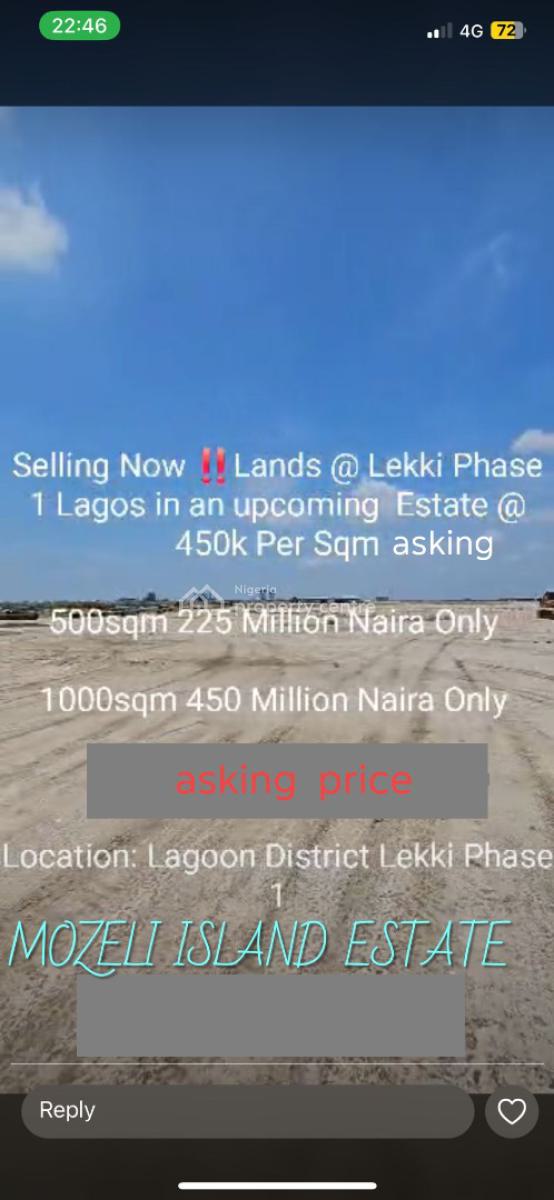 Land Measuring 1000000 Sqm, Exxon Mozeli Island, Beside Orange Island, Lekki Phase 1, Lekki Phase 1, Lekki, Lagos, Residential Land for Sale