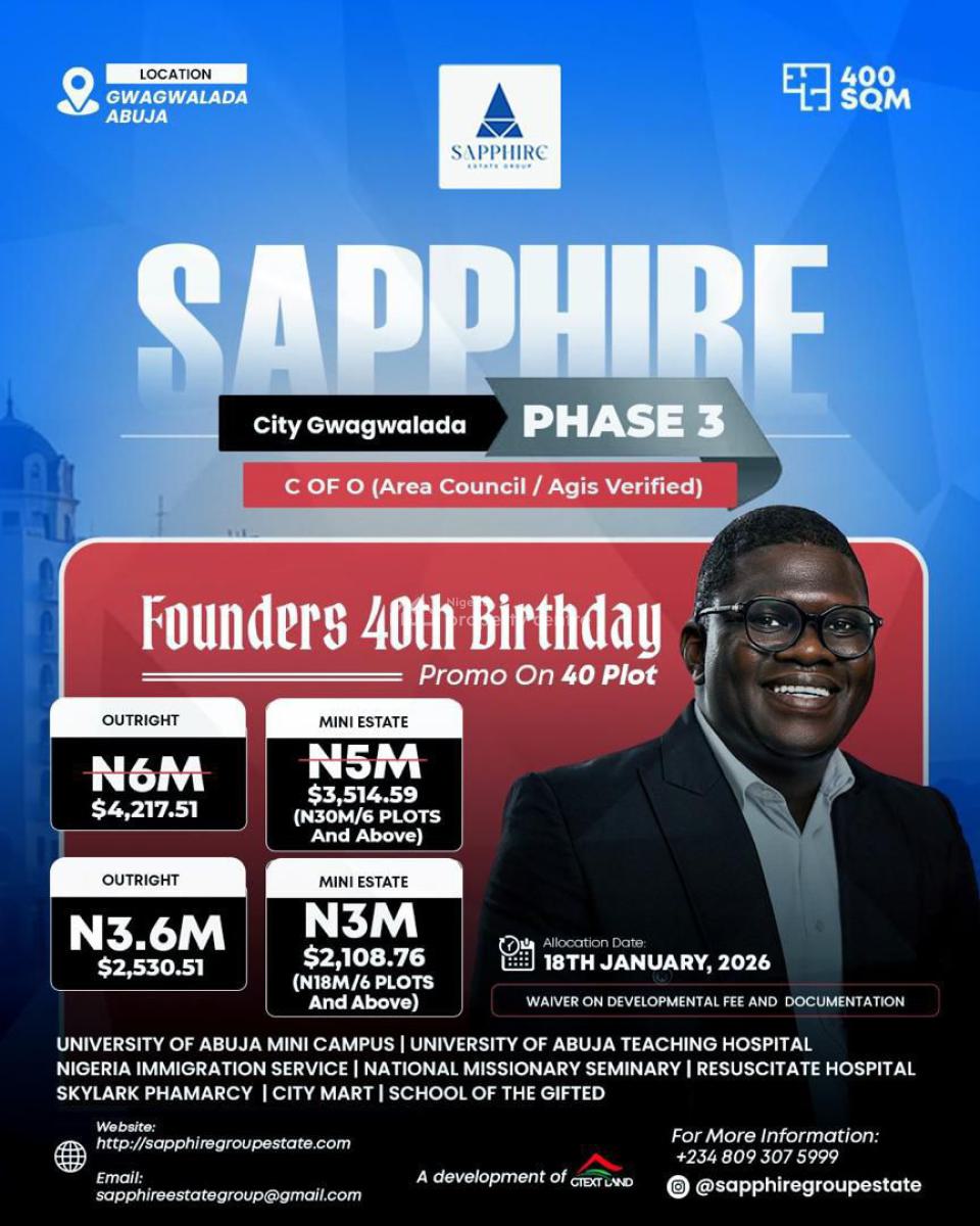 Hot Deal!!! 40% Discount Offer on Sapphire Estates, Gwagwalada, Abuja, Gwagwalada, Gwagwalada, Abuja, Mixed-use Land for Sale