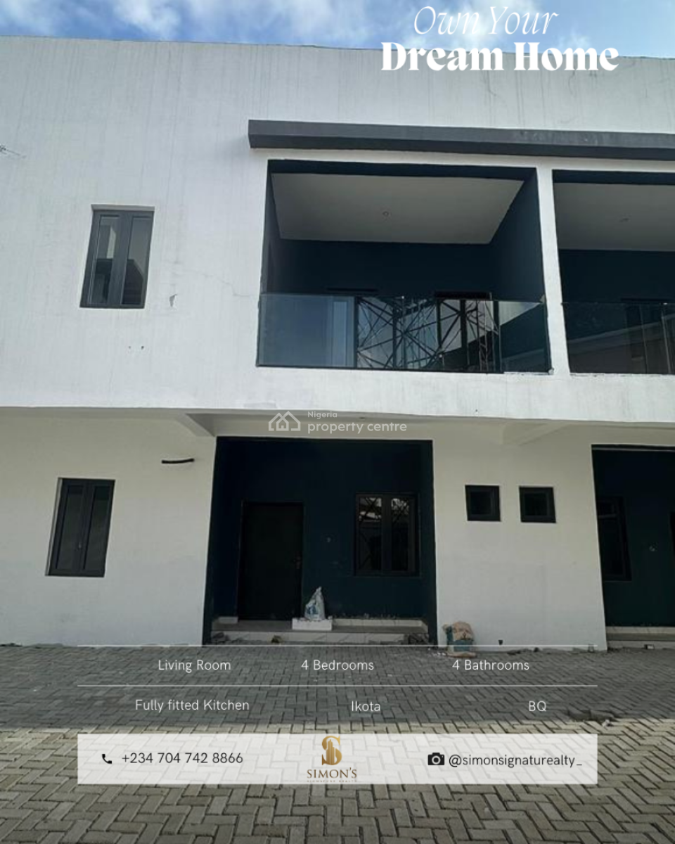 Newly Built 4 Bedroom, Ikota, Lekki, Lagos, Terraced Duplex for Sale