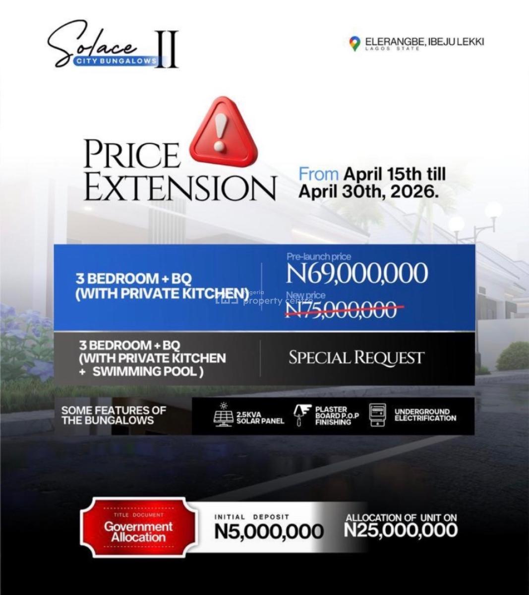 Solace City 3 Bedroom Bungalow with a Bq, Solace City Bungalows Phase 2, Eleranigbe, Ibeju Lekki, Lagos, Detached Bungalow for Sale