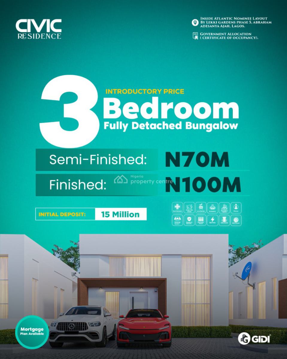 Luxury 4-bedroom Bungalow Plus Penthouse, Atlantic Nominee Layout, By Lekki Gardens Phase 5, Abraham Adesanya, Ajah, Lagos, Detached Bungalow for Sale