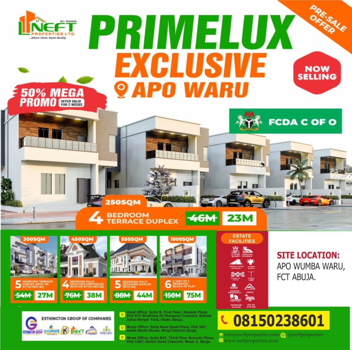 4 Bedroom Terrace Duplex, Primelux Exclusive Estate, Wumba, Abuja, Residential Land for Sale