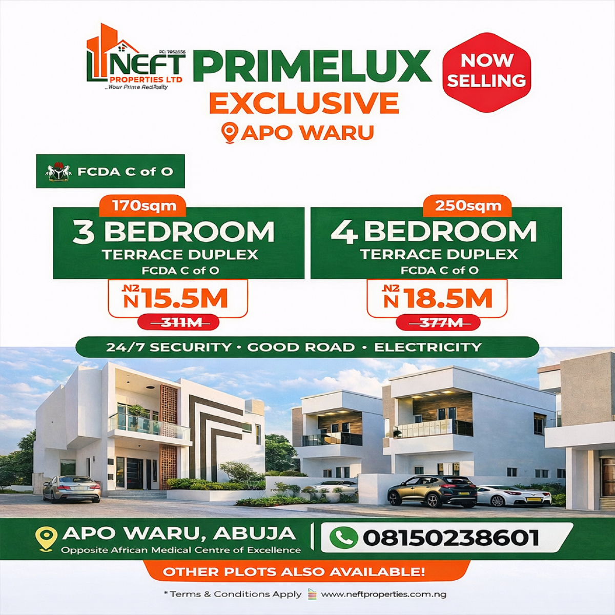 Land for 4 Bedrooms Terraced Duplex, Primelux Exclusive Estate, Wumba, Abuja, Residential Land for Sale