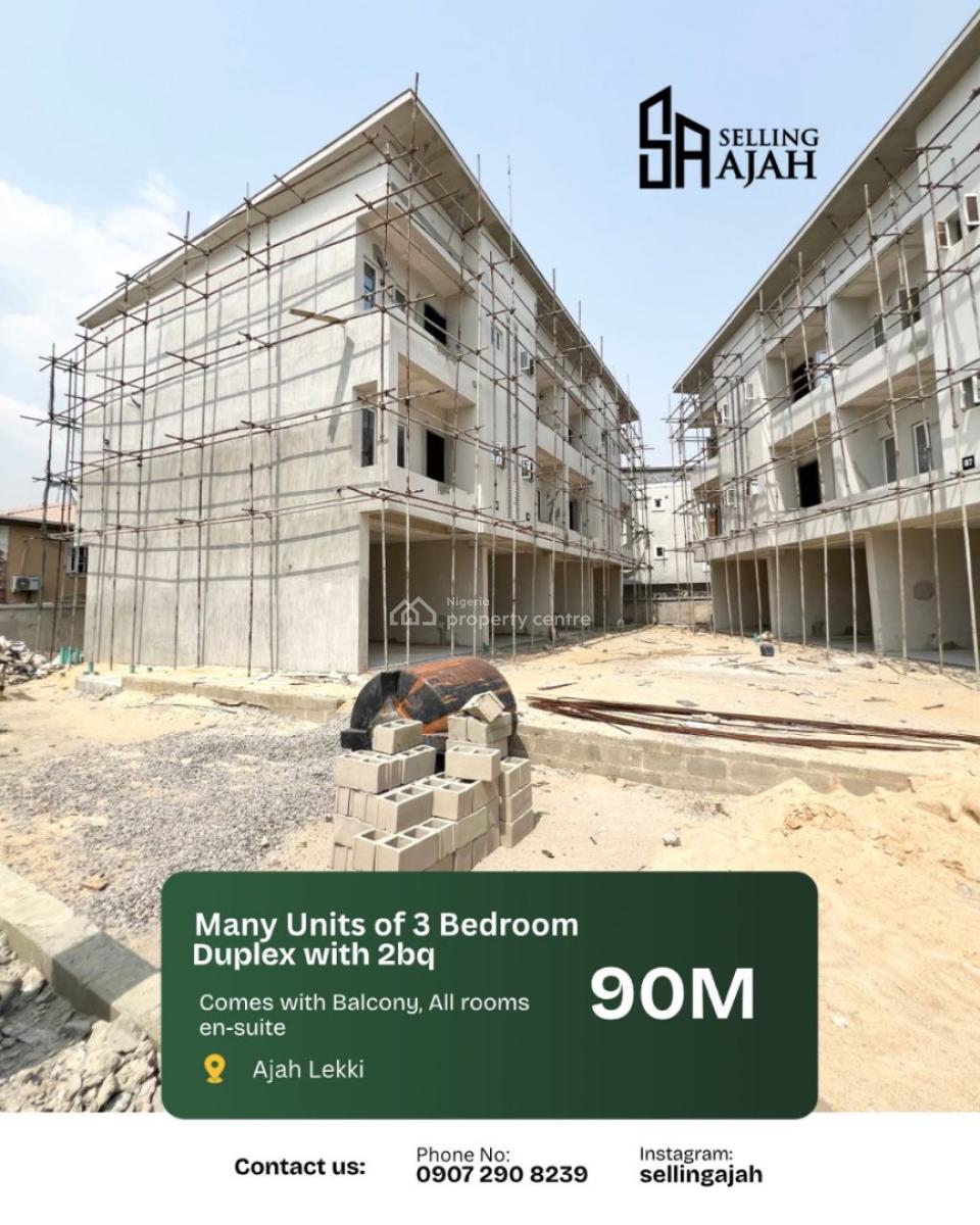 Beautifully Designed 3 Bedroom Terrace Duplex with Bq (2 Floors), Olokonla, Ajah, Lagos, Terraced Duplex for Sale