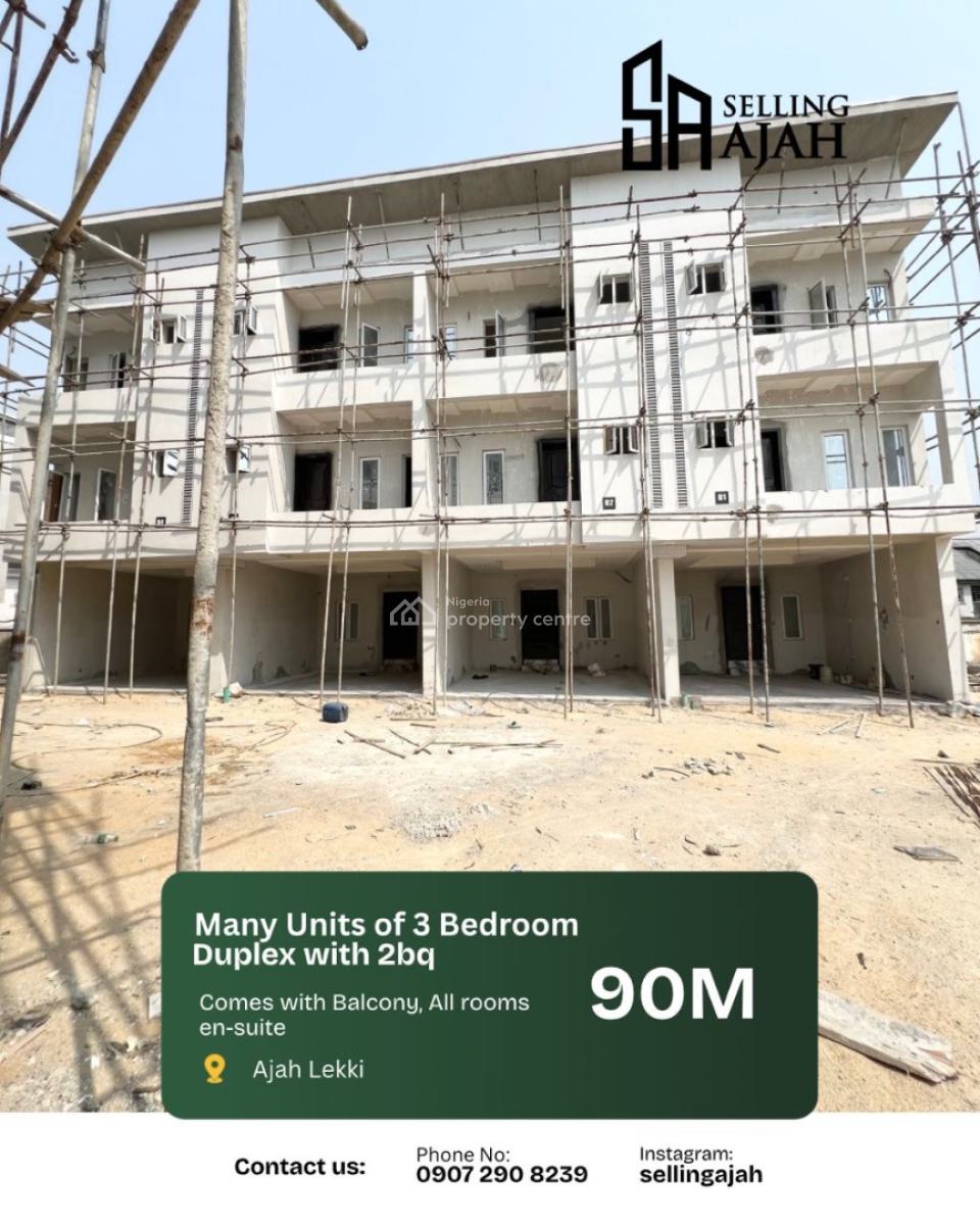 Beautifully Designed 3 Bedroom Terrace Duplex with Bq (2 Floors), Olokonla, Ajah, Lagos, Terraced Duplex for Sale