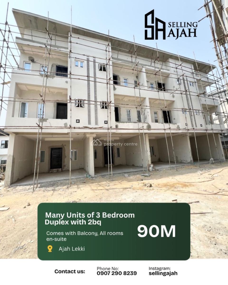 Beautifully Designed 3 Bedroom Terrace Duplex with Bq (2 Floors), Olokonla, Ajah, Lagos, Terraced Duplex for Sale