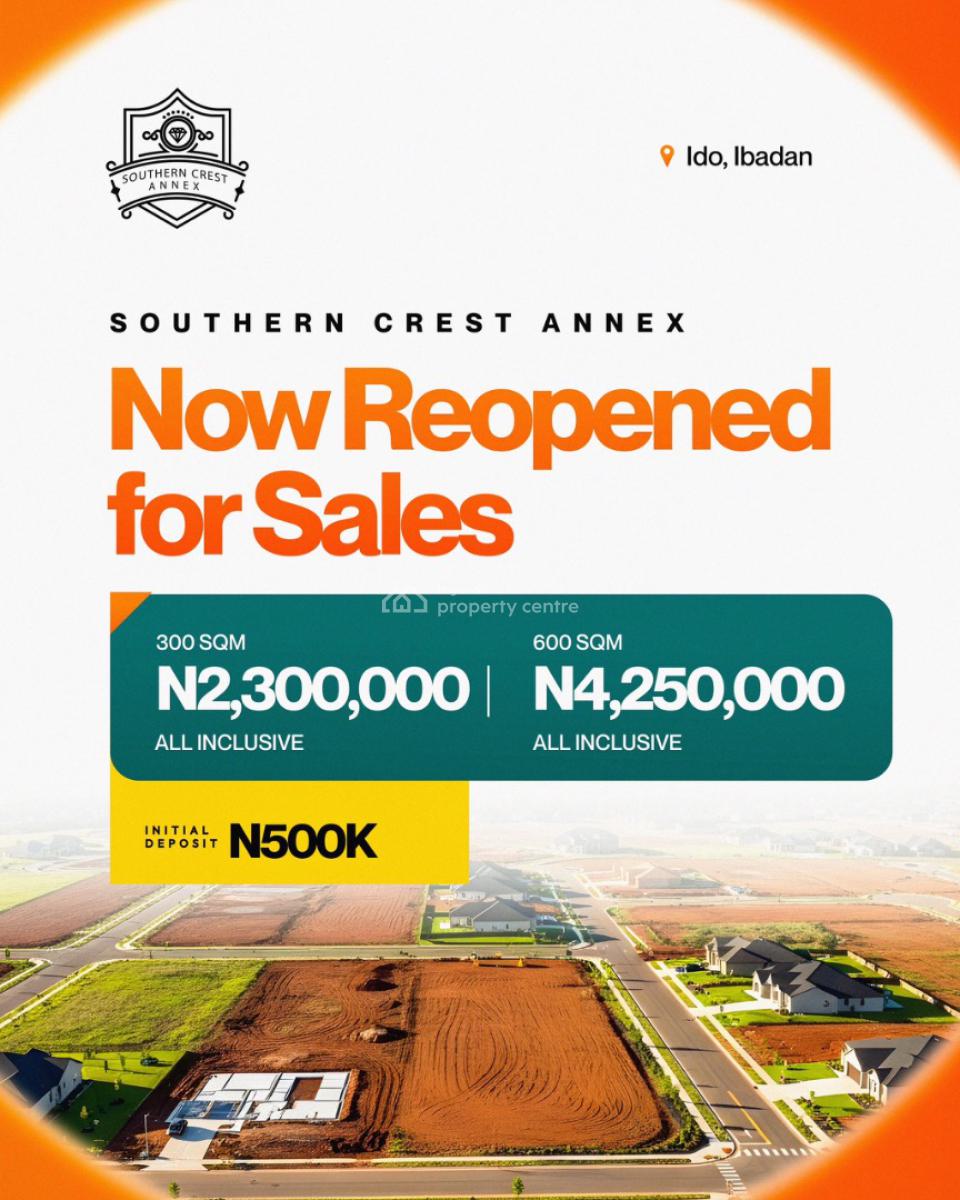 Southern Crest Annex High Value Road Side Land Investment, Ido, Ibadan, Oyo, Residential Land for Sale