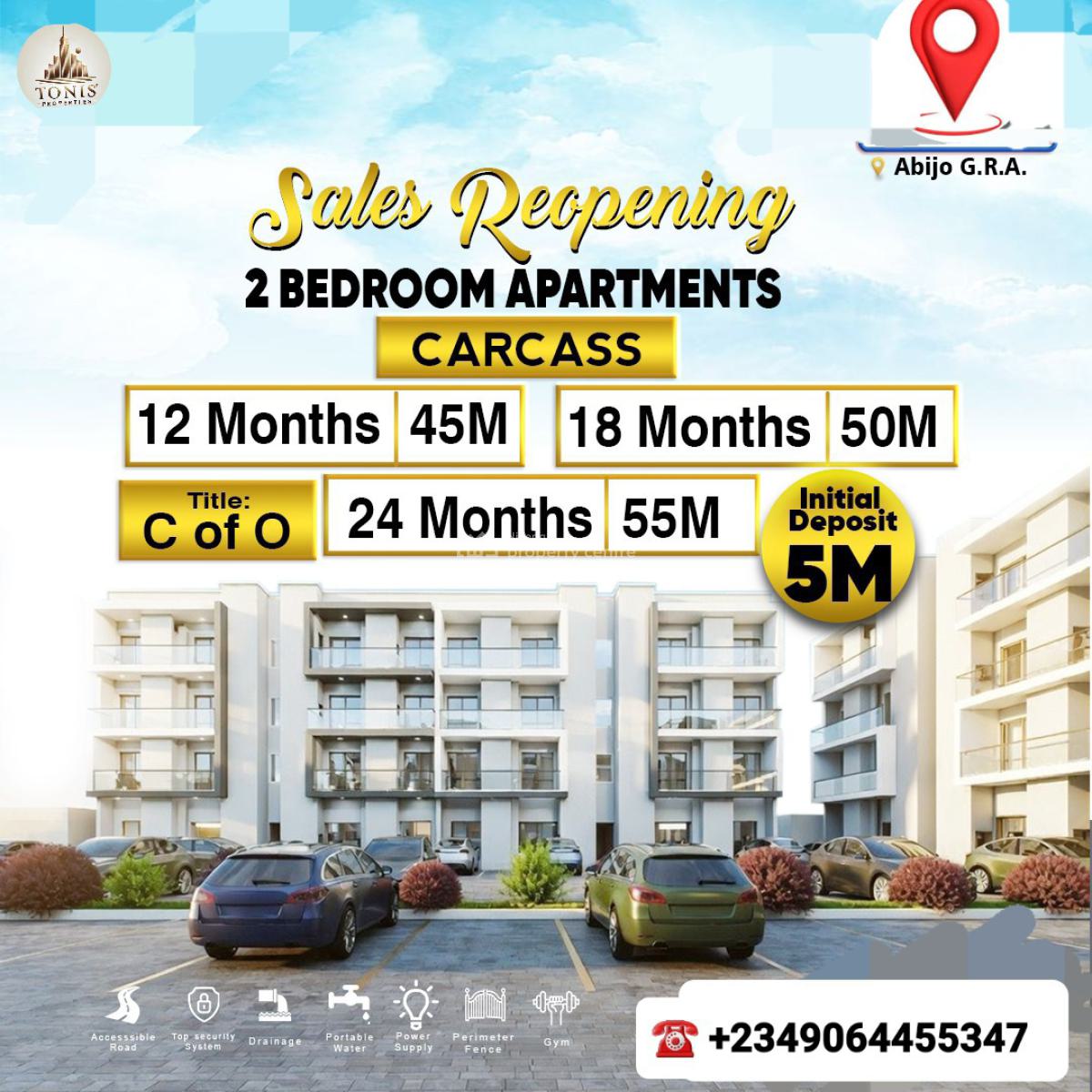 2 Bedroom Apartments (carcass), Abijo G.r.a, Abijo, Lekki, Lagos, Block of Flats for Sale