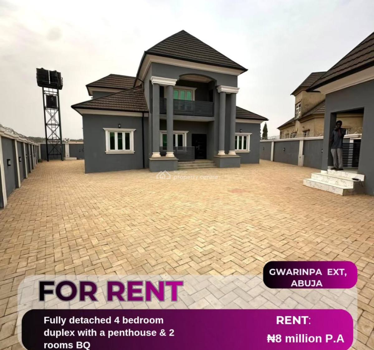 4 Bedrooms Detached Duplex + Bq + Penthouse, Gwarinpa, Abuja, Detached Duplex for Rent