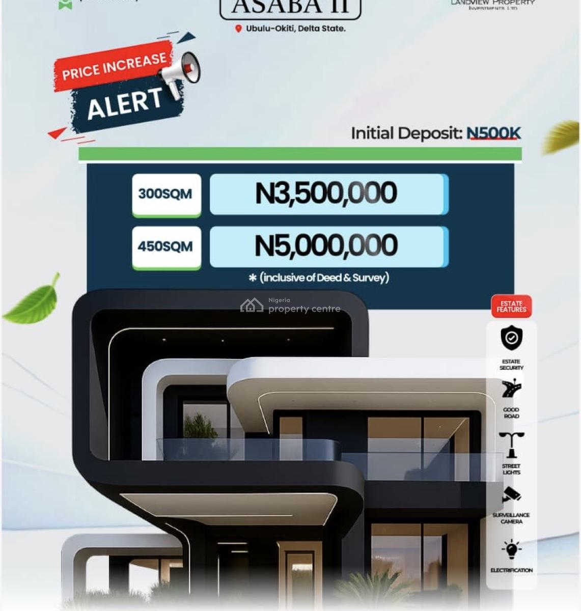 100% Dry Land with Instant Allocation, Landview Citi Located 20min Drive to Admiralty University Obulu-okiti, Asaba, Delta, Mixed-use Land for Sale