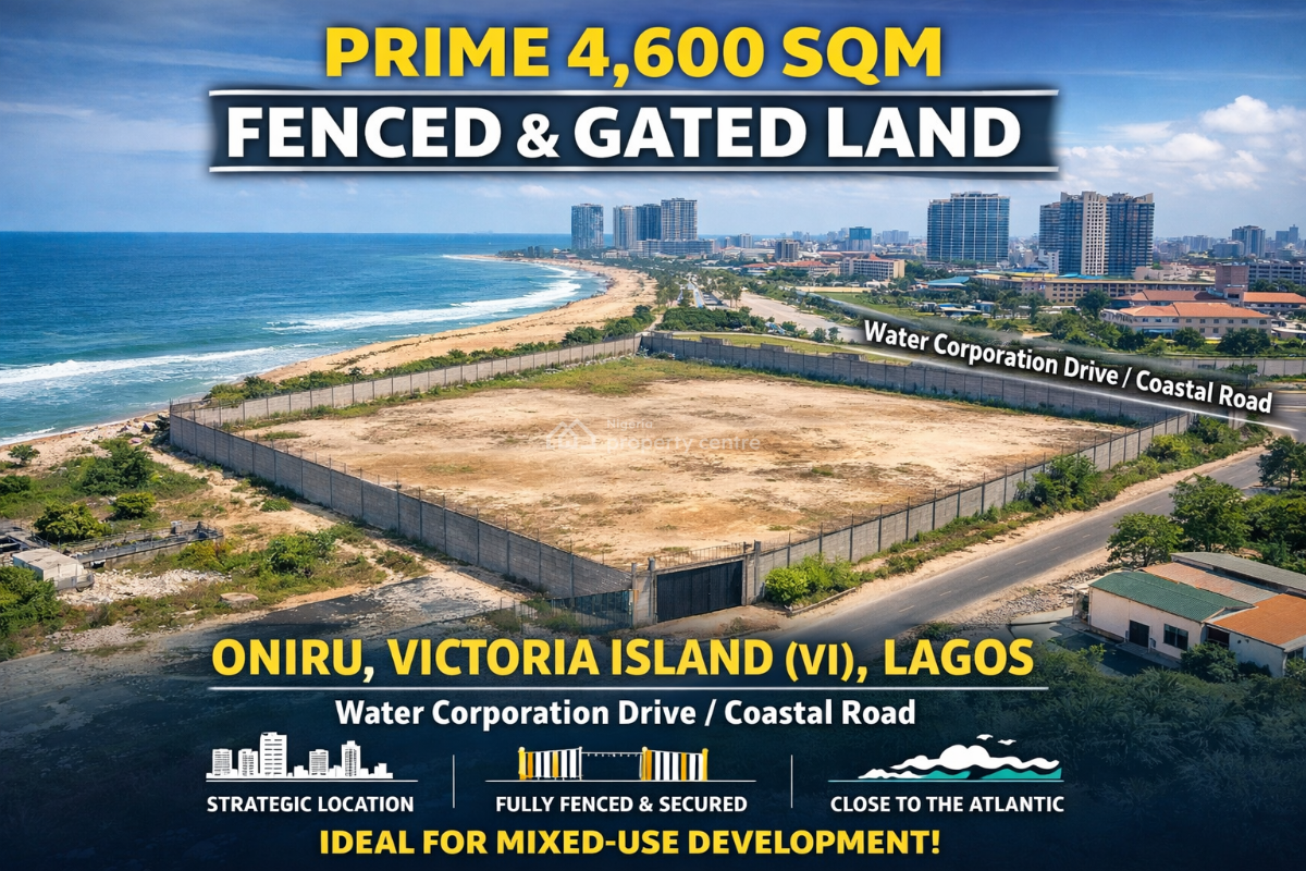 Prime 4,600sqm Fenced & Gated Land, Water Corporation Drive/ Coastal Road, Oniru, Victoria Island (vi), Lagos, Mixed-use Land for Sale