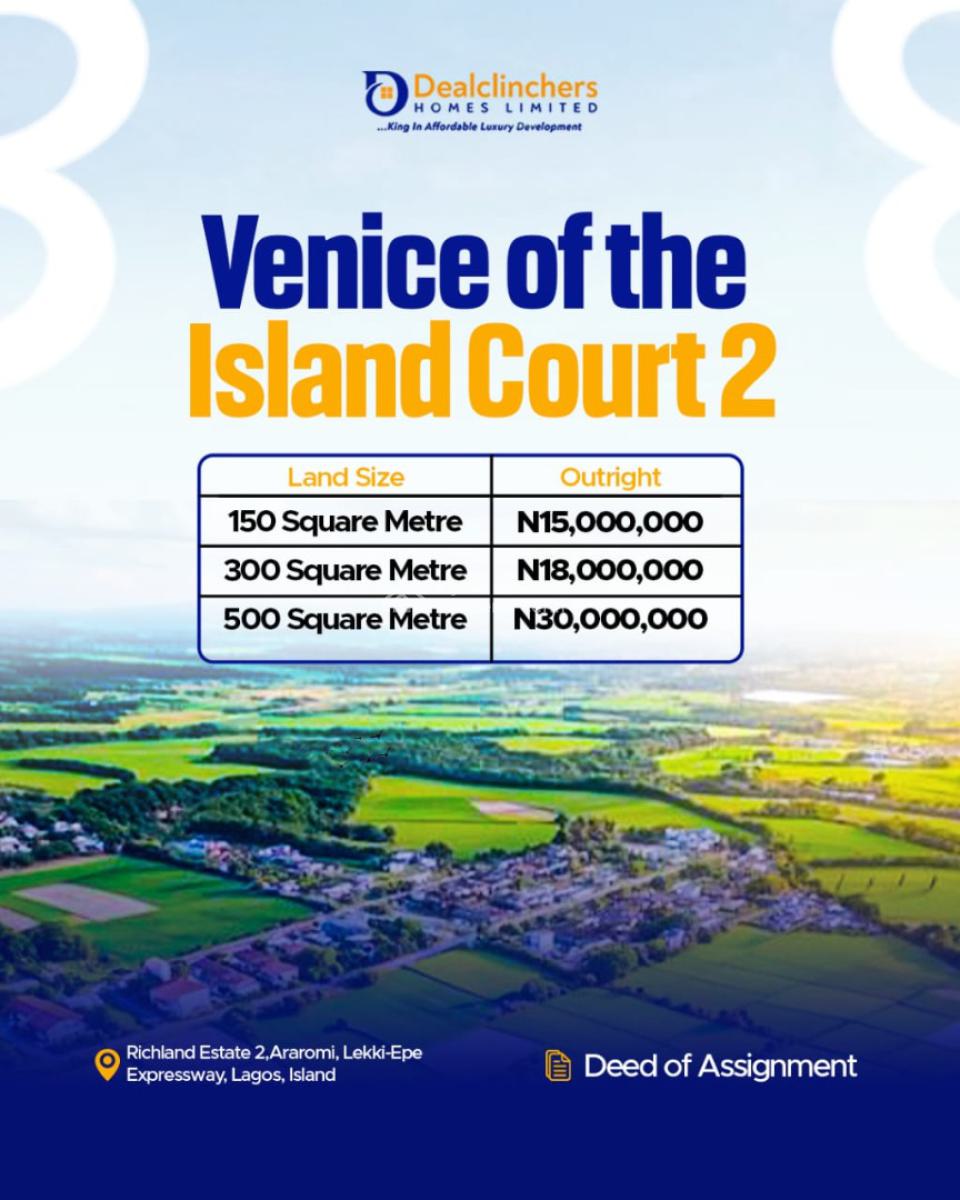 Plots of Residential Estate Land, Venice Lsland Court 2, Ibeju Lekki, Lagos, Residential Land for Sale