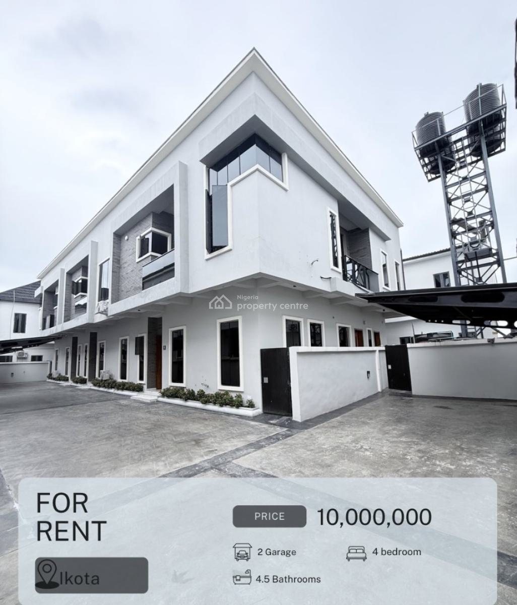 Beautiful Luxury 4 Bedroom Semi Detached Duplex with Bq, Ikota, Lekki, Lagos, Semi-detached Duplex for Rent