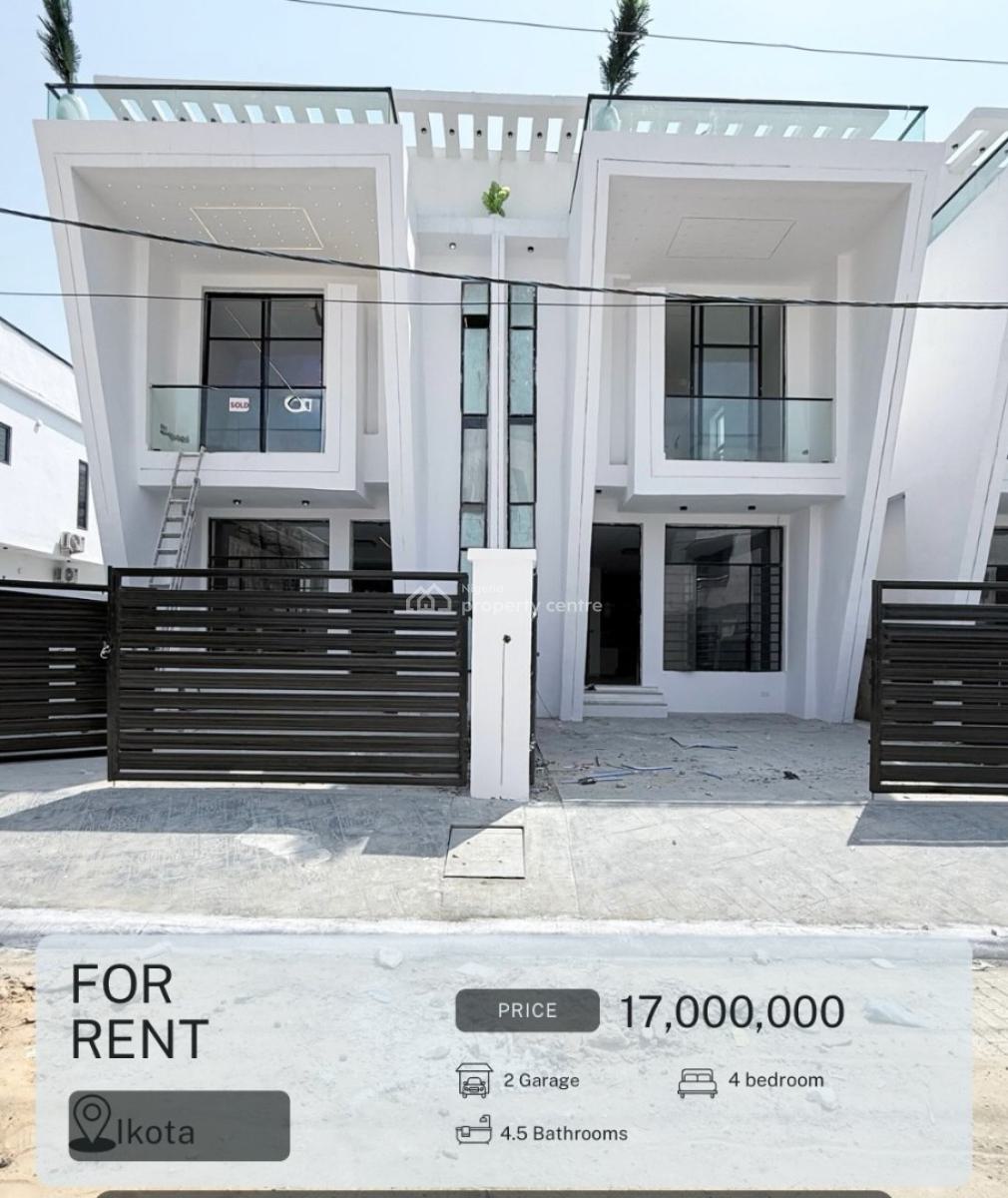 Beautiful Luxury 4 Bedroom Semi Detached Duplex with Bq, Ikota, Lekki, Lagos, Semi-detached Duplex for Rent