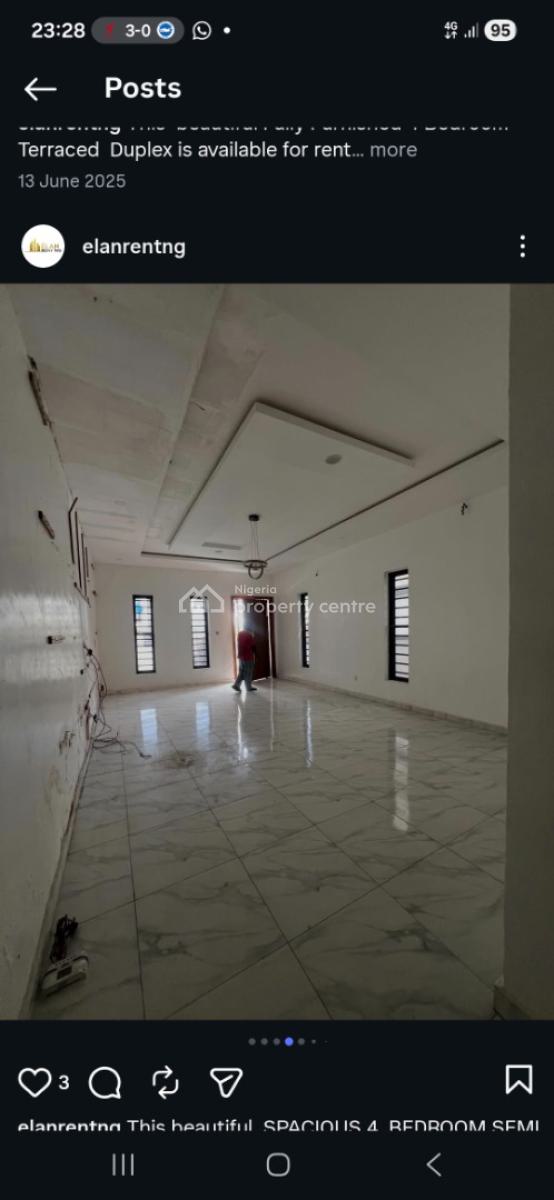 Spacious 4bedroom Semi Detached with Bq, Chevron Alternative Route, Lekki, Lagos, Semi-detached Duplex for Rent