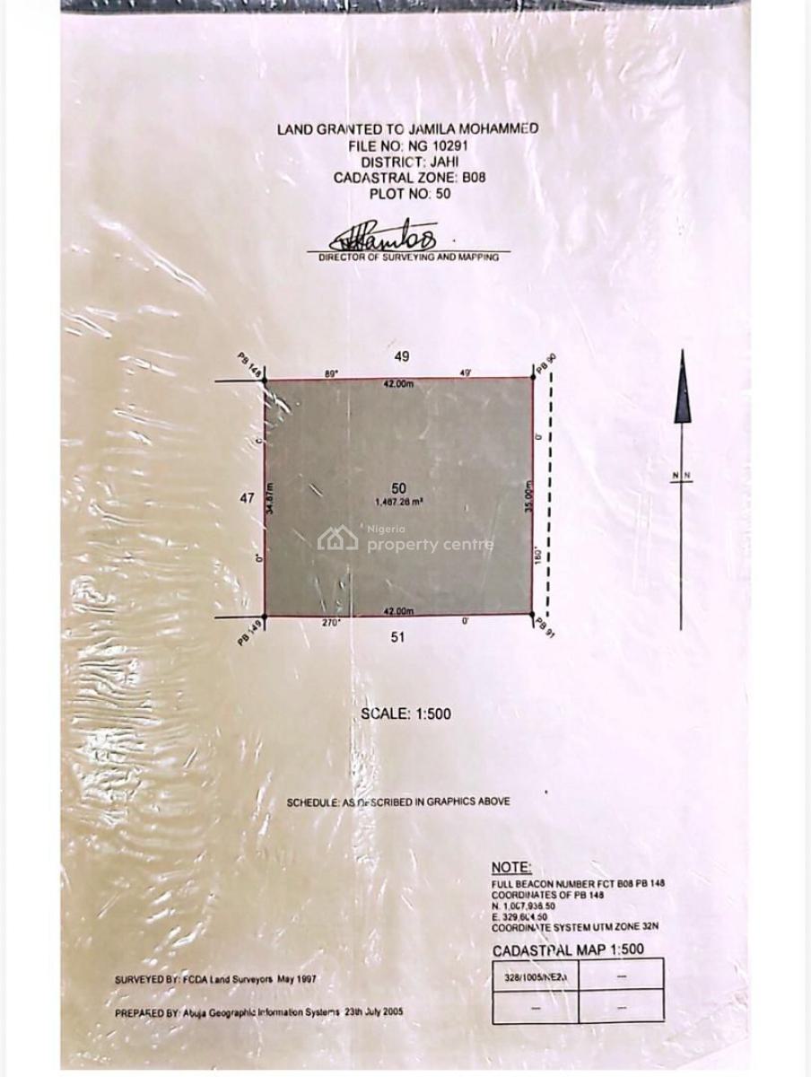 a Good Residential Plot of Land 1,487sqm, Jahi, Jahi, Abuja, Land for Sale
