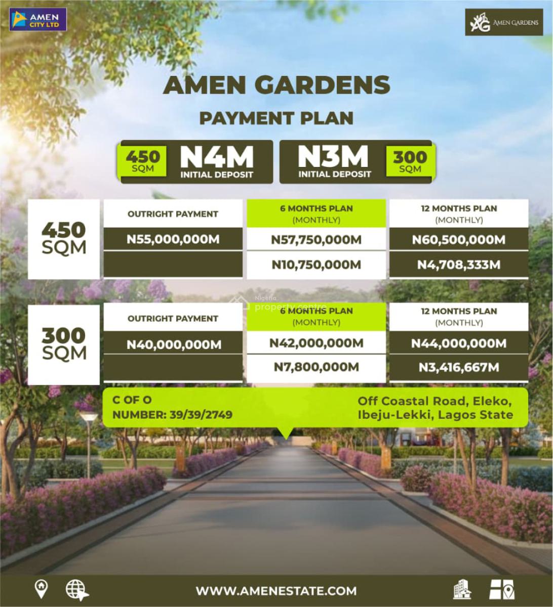 Luxury Land Suitable for Residential, Amen Gardens, Lagos-calabar Coastal Road, Eleko Beach Road, Eleko, Ibeju Lekki, Lagos, Residential Land for Sale