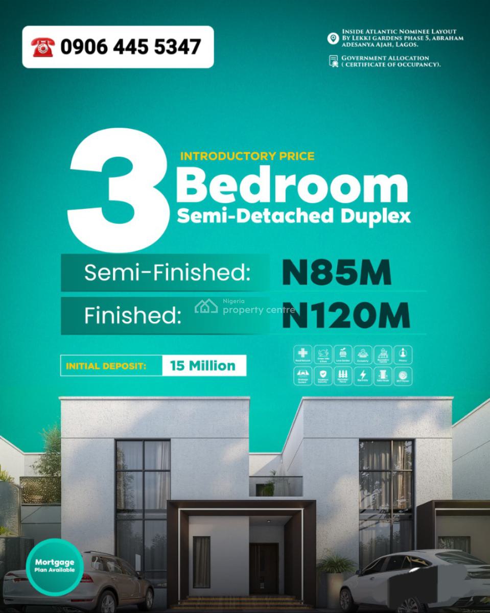 3 Bedroom Semi-detached Duplex, Abraham Adesanya, Lekki Gardens Phase 5, Ajah, Lagos, Semi-detached Duplex for Sale