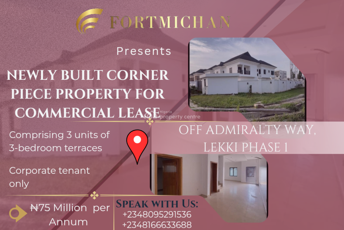 Brand New Corner Piece Property, Off Admiralty Way, Lekki Phase 1, Lekki, Lagos, Commercial Property for Rent